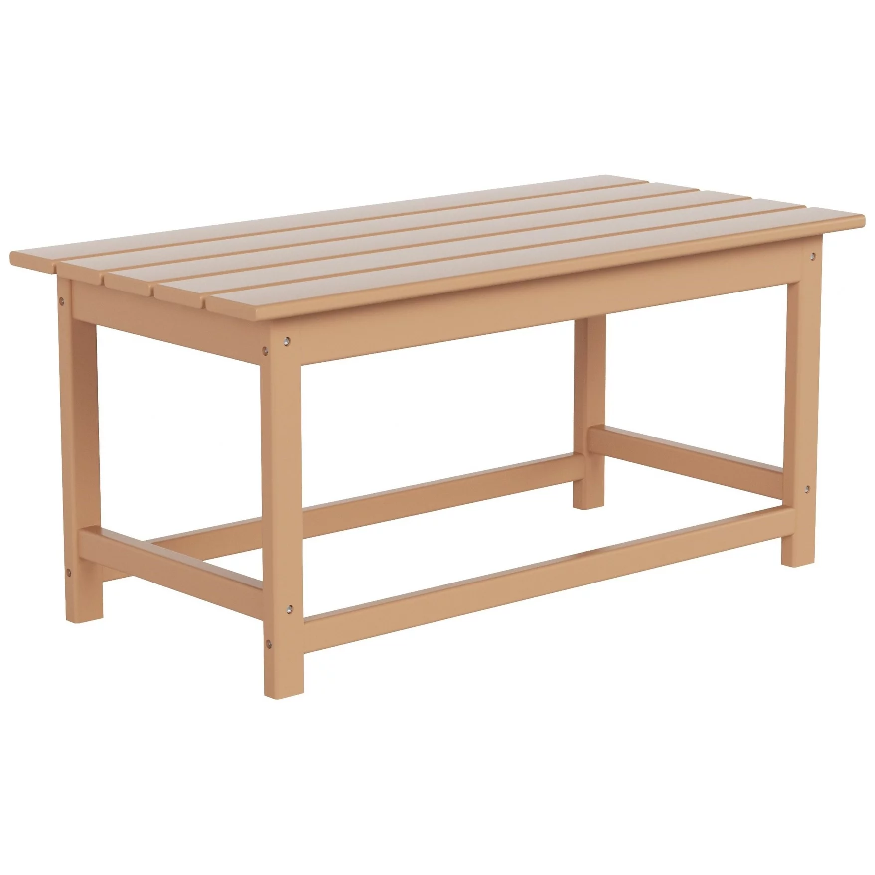 Polytrends Laguna All Weather Poly Outdoor Coffee Table – Rectangle Teak - Image 4