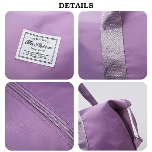 Rolling Duffle Bag with Wheels and Handle Foldable Travel Bag Expandable Carry on Bag with Detachable Casters Wheeled Weekender Bag for Women & Men – Purple - Image 7