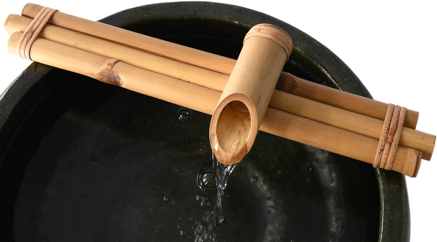 Bamboo Accents Water Fountain & Pump Kit ?C 18 inch, 3 Arm Style Split-Resistant All Natural Bamboo ?C DIY Indoor/Outdoor Zen Garden – Fits 15-30 inch Bowl (not Included) - Image 2