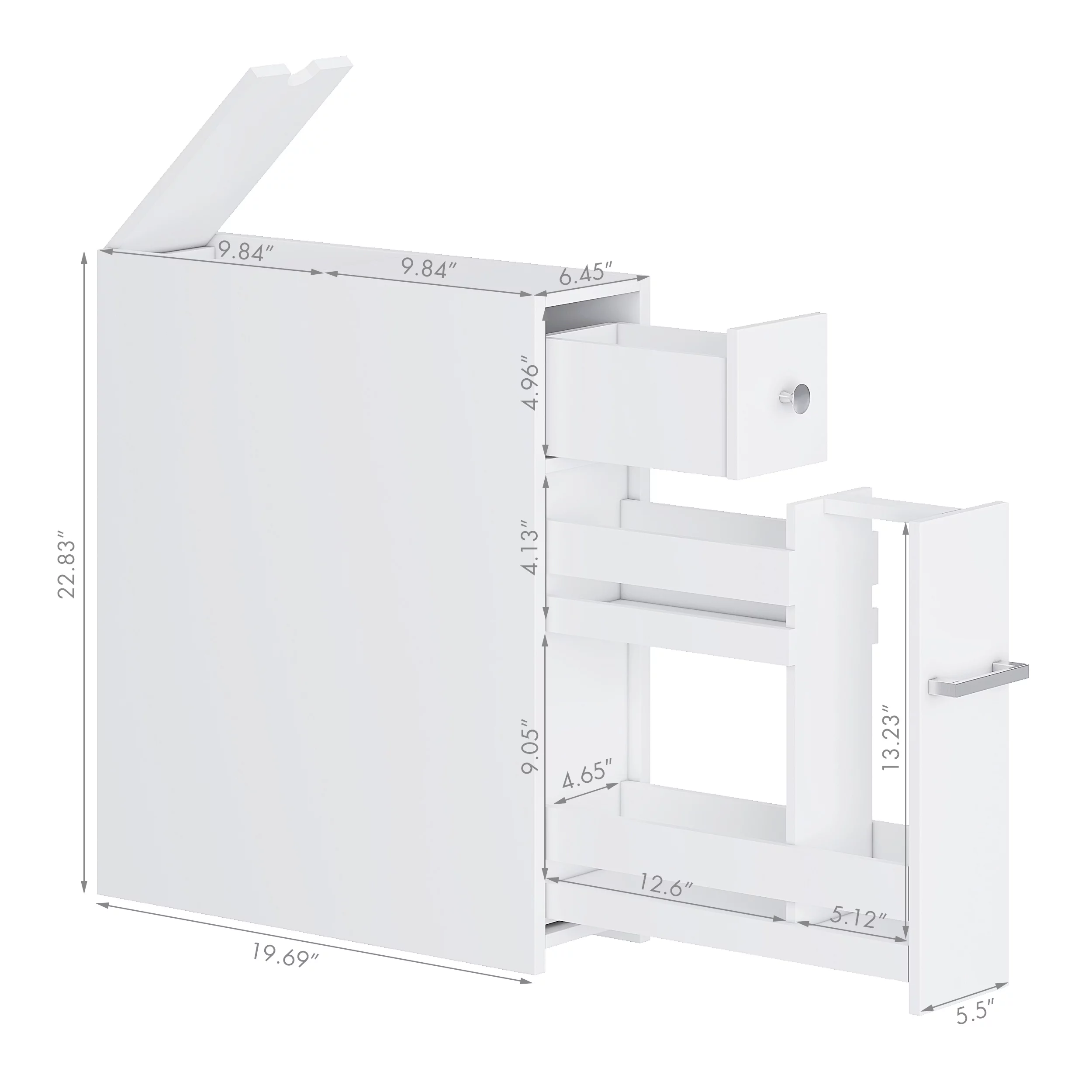 Spirich Home Slim Bathroom Storage Cabinet, Free Standing Toilet Paper Holder, Bathroom Cabinet Slide Out Drawer Storage,White - Image 7