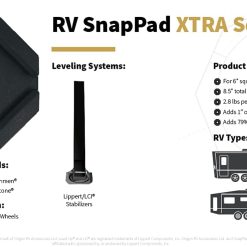 SnapPad Xtra Permanently Attached RV Leveling Jack Pad for LCI 6 inch Square Landing Feet (Square 6 4-Pack)
