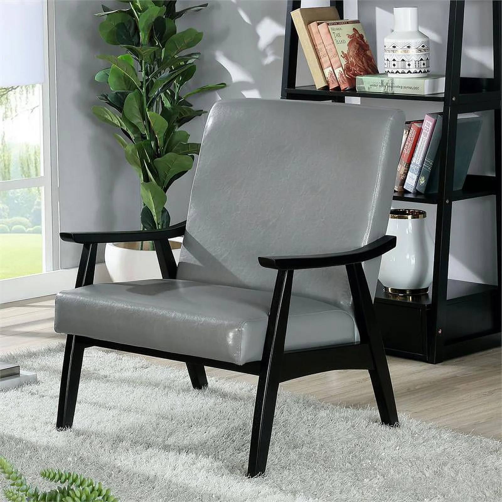 Furniture of America Kikee Wood Padded Accent Chair in Light Gray (Set of 2) - Image 2