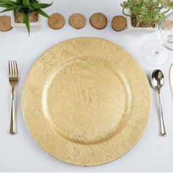 Alternative view of Balsacircle 24 Pcs 13 in Gold Wooden Textured Round Charger Plates – Dinner Party Wedding Supplies for All Holidays