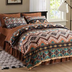 SexyTown Boho Comforter Set Queen Bed in A Bag 8 Piece Deep Pocket with Bed Skirt,Bohemian Tribal Southwestern Bedding Down Comforter(1 Comforter,4 Pillow Cases,Flat Sheet,Fitted Sheet,1 Bed Skirt)