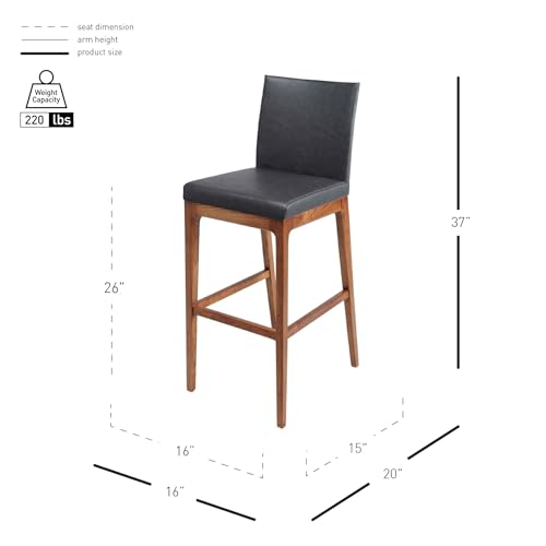 New Pacific Direct Devon PU Leather Counter stool,Walnut Brown Legs,Antique Gray,Set of 2 - Image 3