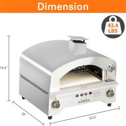 Alternative view of BIG HORN OUTDOORS Gas Pizza Oven, Portable Propane Pizza Oven with 13 inch Pizza Stone, Stainless Steel Pizza Maker for Outdoor Cooking