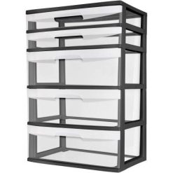 Sterilite 5 Drawer Wide Tower- Black 29329001
