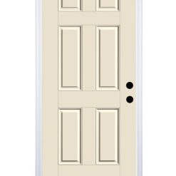 Therma-Tru Benchmark Doors 32-in x 80-in Fiberglass Left-Hand Inswing Ready to Paint Unfinished Prehung Single Front Door in Whi