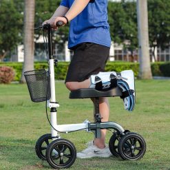 Alternative view of RINKMO Knee Scooter,All-Terrain Foldable Knee Scooter Walker Economical Knee Scooters for Foot Injuries Best Crutches Alternative (White+Blue)