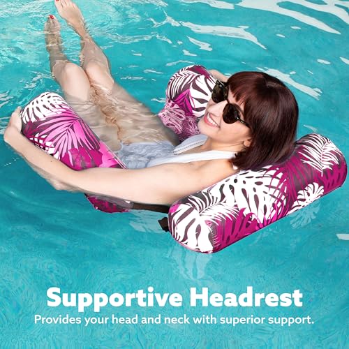 Sloosh Pool Floats Chairs Adult,Inflatable Pool Lounge,Plant Pattern Floating Mat Hammock,Blow up Water Chairs Noodles rafts for Party Summer Water Beach Fun - Image 14