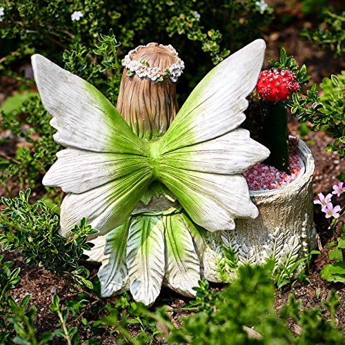 Fairy Planter Flower Pots, Girl Succulent Plant Pot Garden Figurine Outdoor for Patio Lawn Yard Decoration, Hand Painted Resin Figurines, 11.2 inch H - Image 3