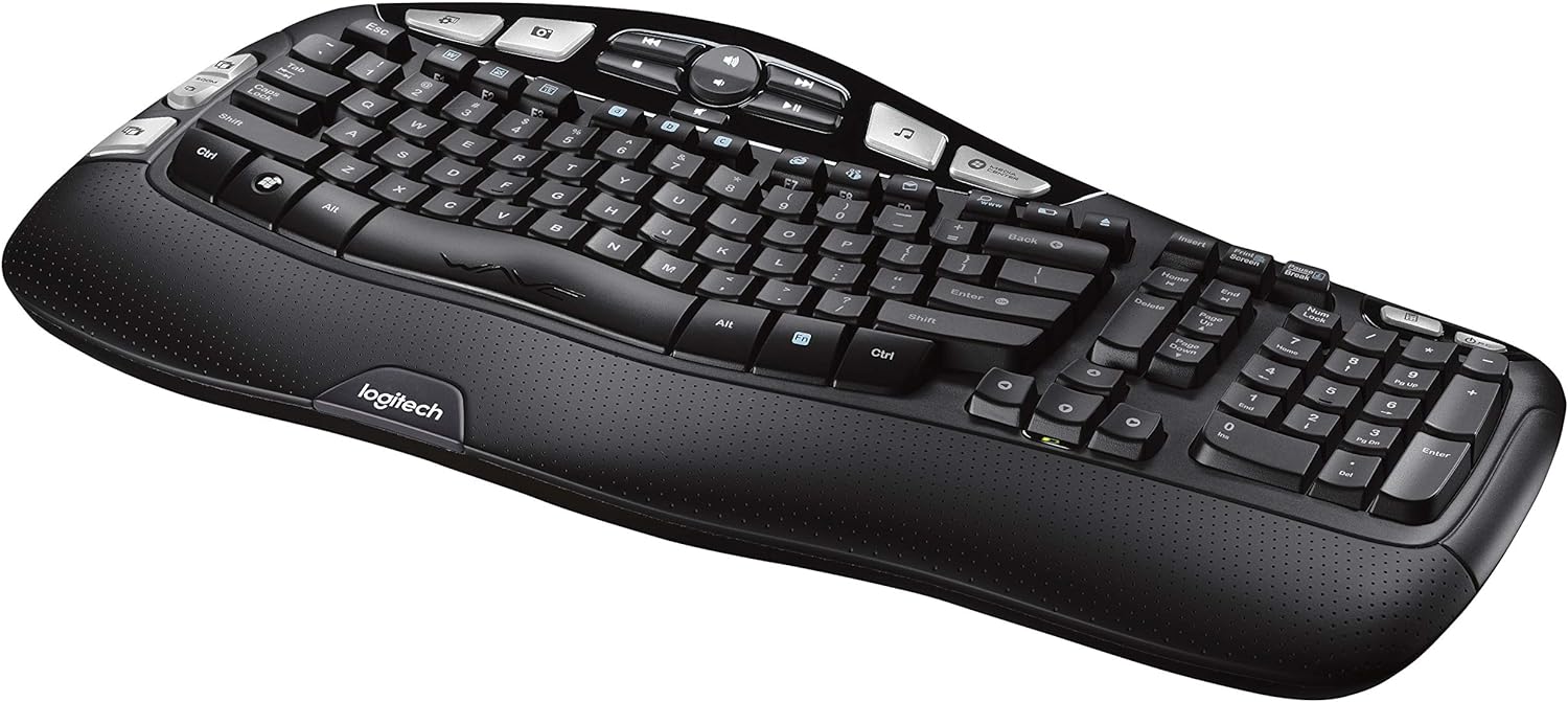 Logitech K350 Wireless Wave Ergonomic Keyboard with Unifying Wireless Technology – Black - Image 4