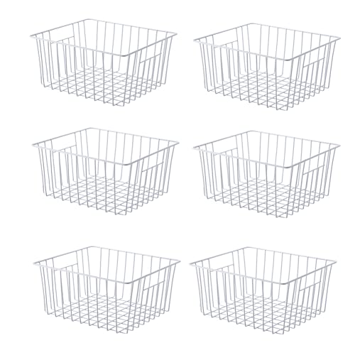 Freezer Wire Baskets, Kitchen Storage Organizer Bins for Chest and Upright Freezer, Refrigerator Dividers Containers with Handles – Pearl White (3) - Image 13