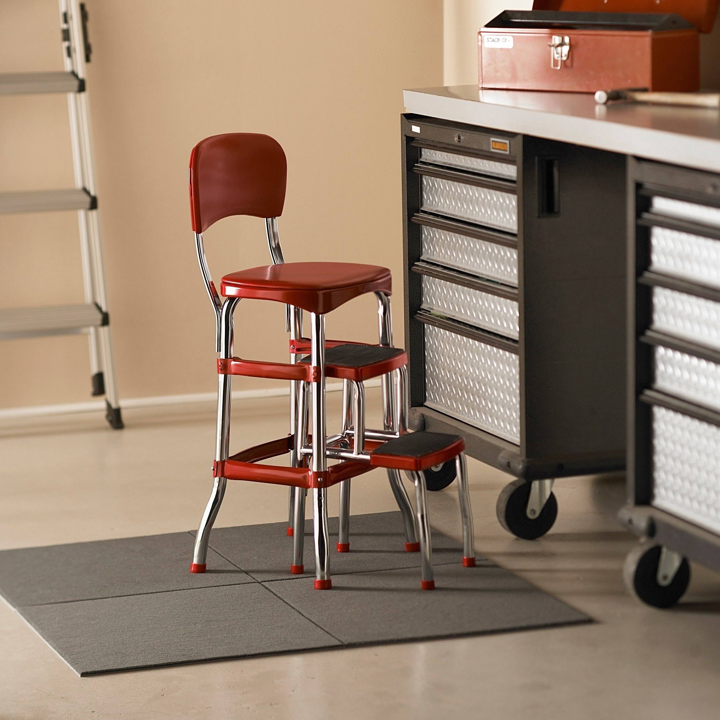 Cosco Red Retro Counter Chair / Step Stool - Image 9