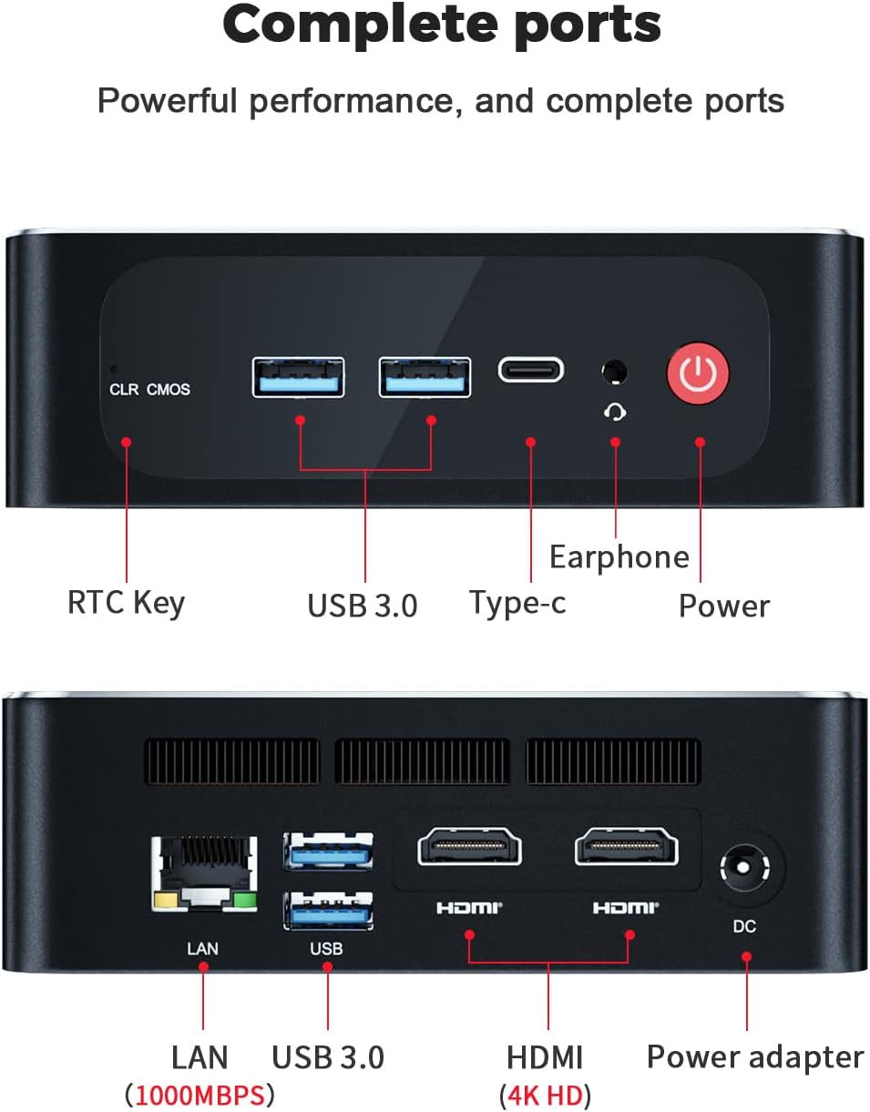 Beelink SER4 Ryzen Mini PC Windows 11 AMD Ryzen 7 4800U(7nm, 8C/16T)up to 4.2GHz, 32GB DDR4 RAM 512GB NVME SSD, 4K@60Hz Triple Display Dual HDMI+Type-C, Support 57W Mini Gaming Computer WiFi 6E BT5.0 - Image 15
