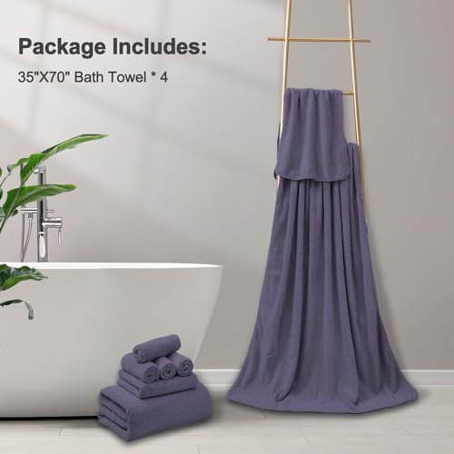 4 Pack Large Bath Towels Set 35×70 Black Oversized Bath Sheet Chair Towels, 600 GSM Ultra Soft & Absorbent Towels for Bathroom, Quick Dry Towel for Gym Hotel Camp Pool - Image 5