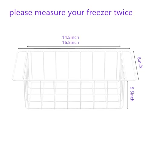 Freezer Wire Baskets, Kitchen Storage Organizer Bins for Chest and Upright Freezer, Refrigerator Dividers Containers with Handles – Pearl White (3) - Image 12