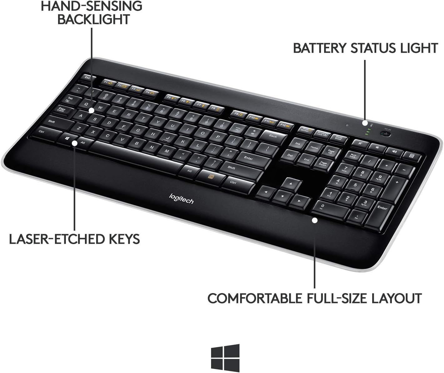 Logitech K800 Wireless Illuminated Keyboard ?? Backlit Keyboard, Fast-Charging, Dropout-Free 2.4GHz Connection - Image 6