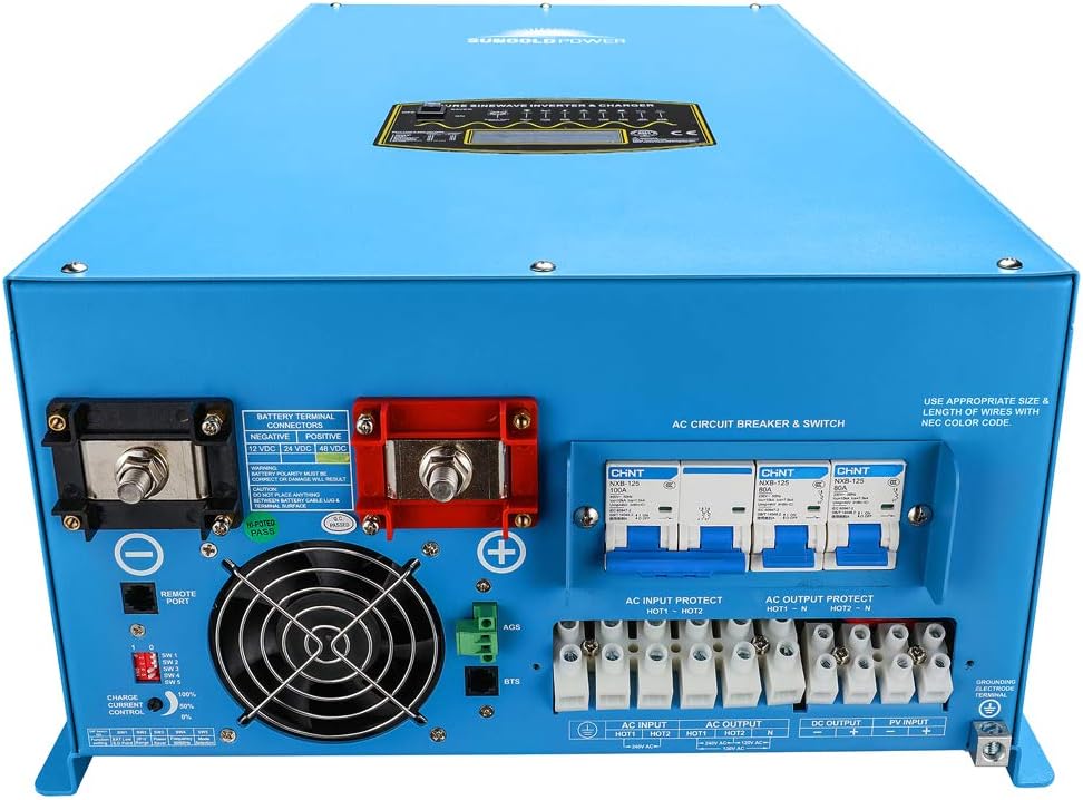 SUNGOLDPOWER 18000W Peak 54000W Split Phase Pure Sine Wave Power Inverter,Low Frequency Inverter DC 48V AC Input 240V AC Output 120V 240V Converter, with 40A MPPT Solar Charger Controller 18KW - Image 4