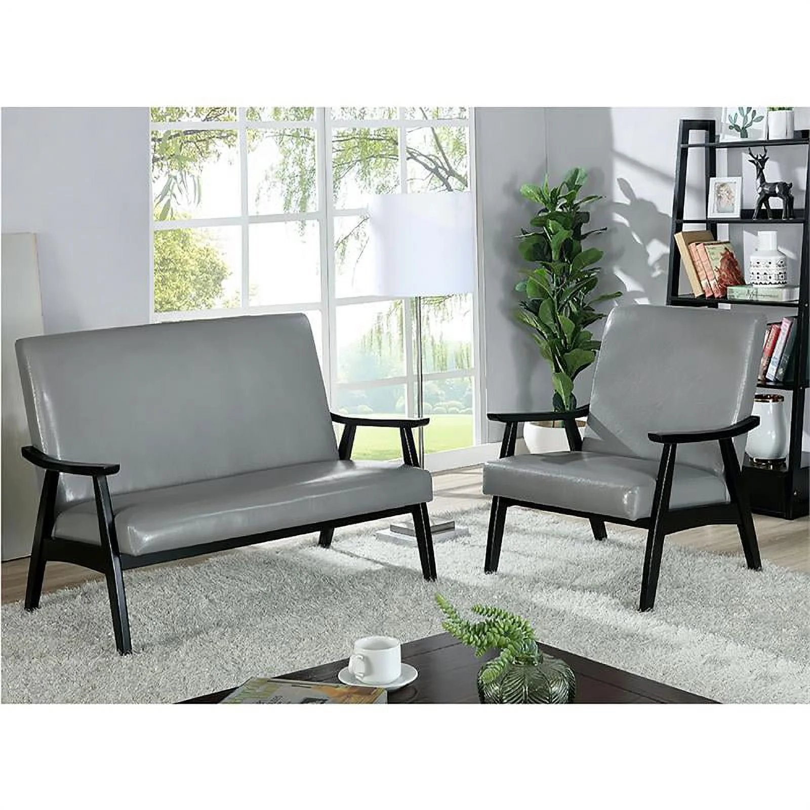 Furniture of America Kikee Wood Padded Accent Chair in Light Gray (Set of 2) - Image 3