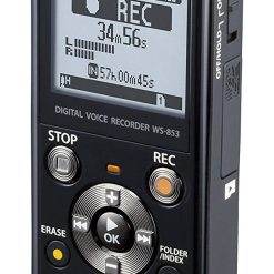 Olympus WS-853 Digital Voice Recorder – 8 GB – up to 260 hrs (MP3 Recording) – 64 kbps – Black