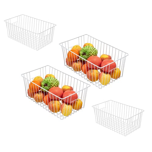 Freezer Wire Baskets, Kitchen Storage Organizer Bins for Chest and Upright Freezer, Refrigerator Dividers Containers with Handles – Pearl White (3) - Image 19