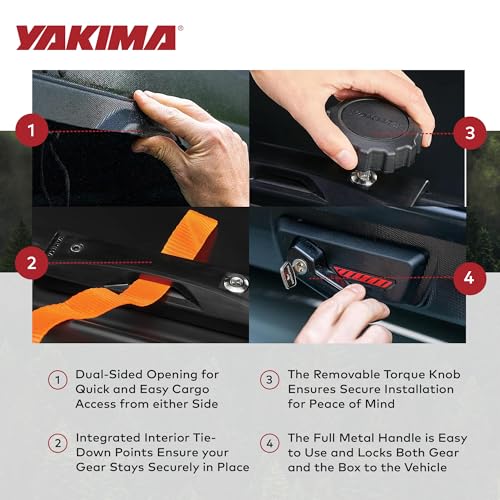 Yakima Roof Cargo Carrier, Vehicle Rooftop Hard Shell Travel Storage Box with SKS Lock, SkyBox NX XL, 18 Cubic Feet, Black - Image 14
