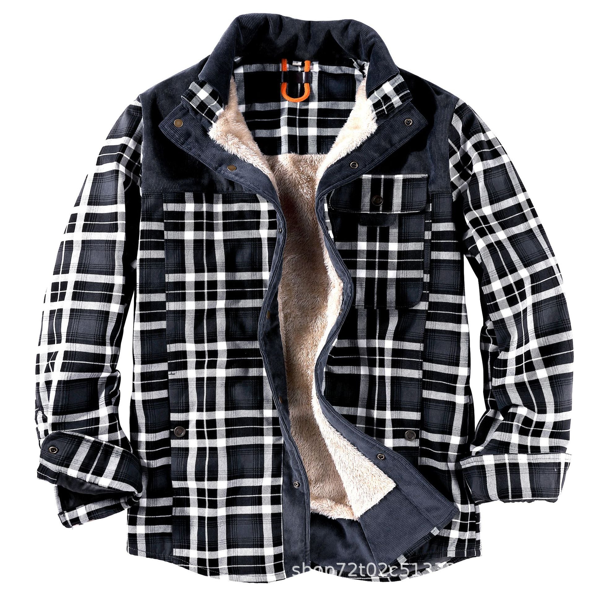 Men’s Winter Plaid Sherpa Lined Jacket - Image 2