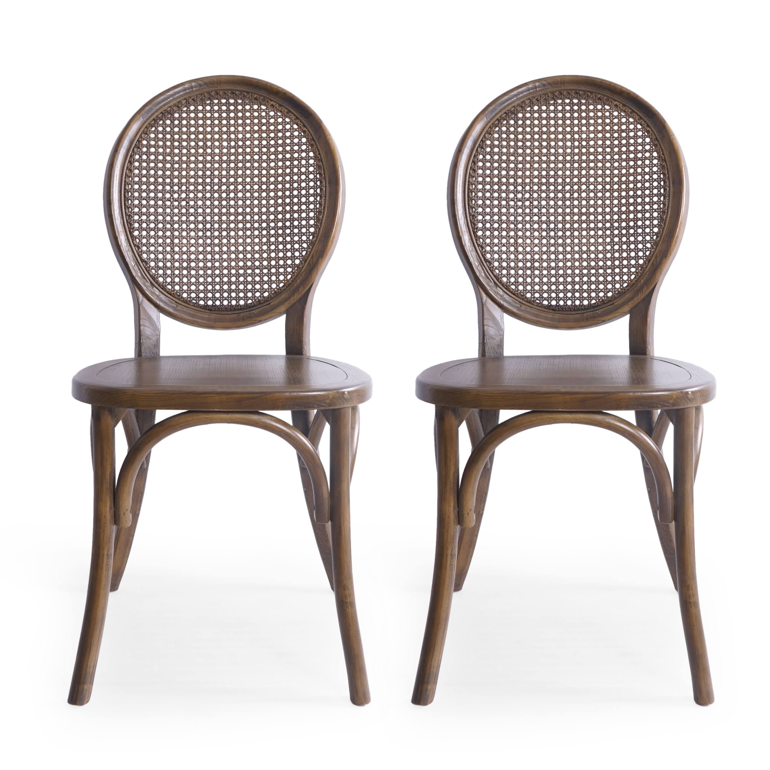 GDF Studio Ruhan Wooded Cane Back Dining Chair (Set of 2) Brown