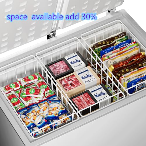 Freezer Wire Baskets, Kitchen Storage Organizer Bins for Chest and Upright Freezer, Refrigerator Dividers Containers with Handles – Pearl White (3) - Image 9