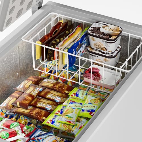 Freezer Wire Baskets, Kitchen Storage Organizer Bins for Chest and Upright Freezer, Refrigerator Dividers Containers with Handles – Pearl White (3) - Image 5