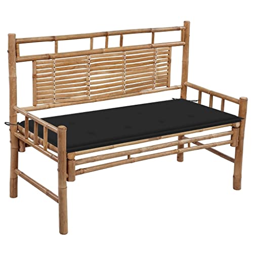 Garden Bench,Ideal Bench Seat with Handles and Backrest, Portable Wooden,Perfect for Indoor and Outdoor Use,Patio Bench with Cushion 47.2 Bamboo