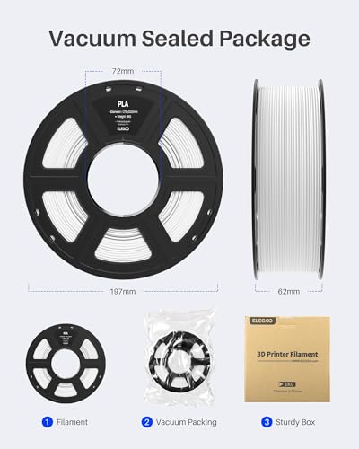 ELEGOO PLA Filament 1.75mm Bundle 4KG, 3D Printer Filament Dimensional Accuracy +/- 0.02mm, 4pcs 1kg Spool(2.2lbs) Fit Most FDM 3D Printers (Black, White, Dark Blue, True Red) - Image 10