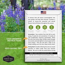 Alternative view of Survival Garden Seeds – Hummingbird Pollinator Mix Wildflower Seed for Planting – Packet with Instructions to Plant and Grow Flowering Plants in Your Home Vegetable Garden – Non-GMO Heirloom Varieties