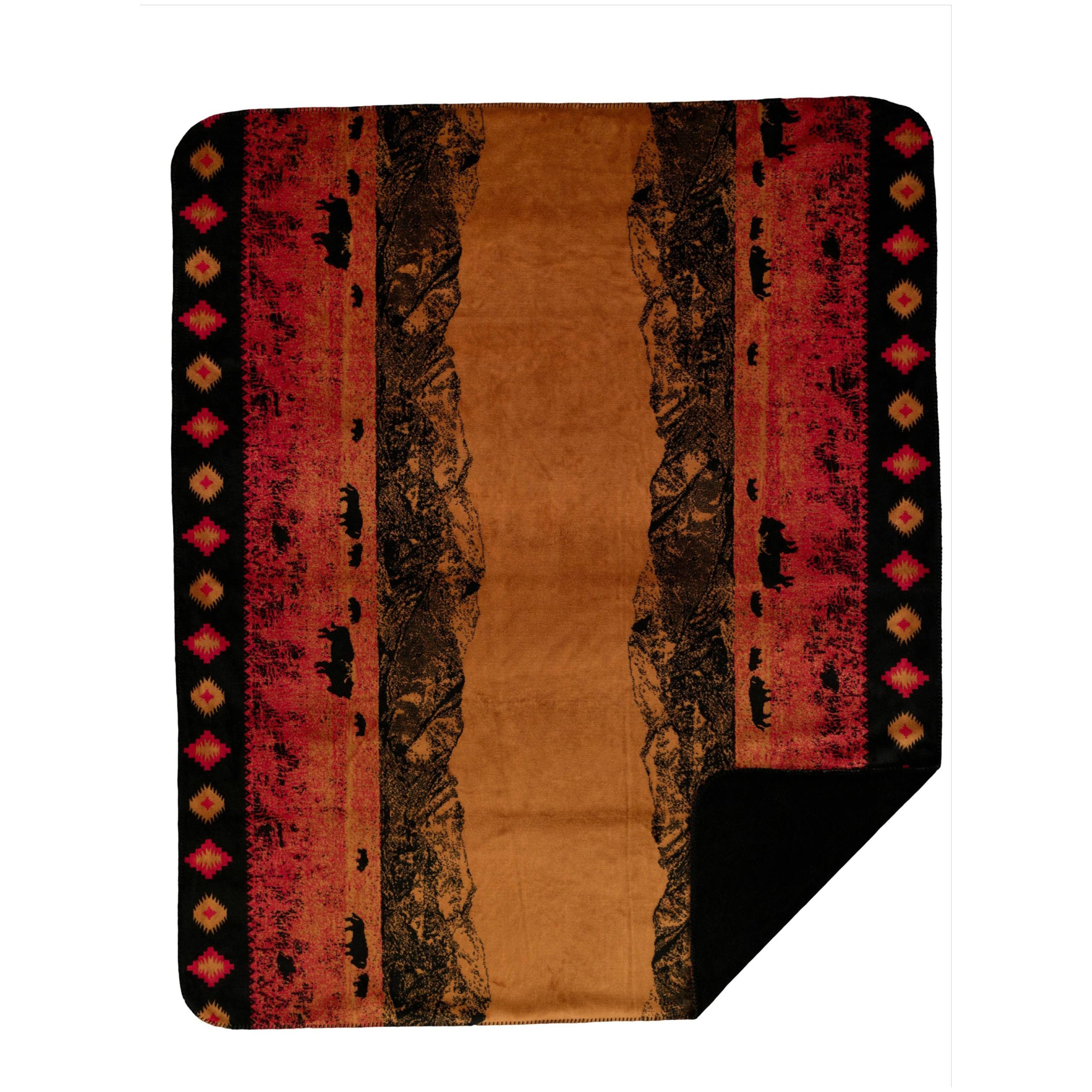 Denali Throws Roaming Buffalo Double-Sided Throw, Black