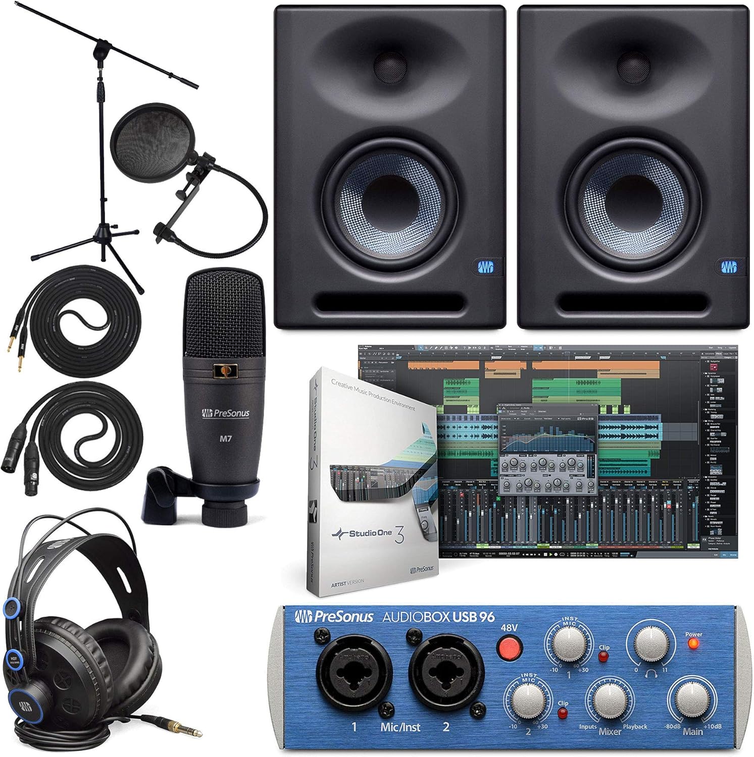 PreSonus AudioBox 96 Audio Interface (May Vary Blue or Black) Full Studio Bundle with Studio One Artist Software Pack with Eris 4.5 BT Pair Studio Bluetooth Monitors and 1/4?? Instrument Cable - Image 13