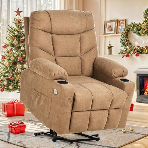 YITAHOME Power Lift Recliner Chair, Modern Fabric Recliner Chair with Massage and Heat, Spacious Seat, USB Ports, Cup Holders, Remote Control, Suitable for Living Room Dark Grey2 - Image 2
