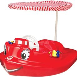 SwimWays Plastic Molded Baby Swimming Pool Tug Boat Float with Toys and Canopy