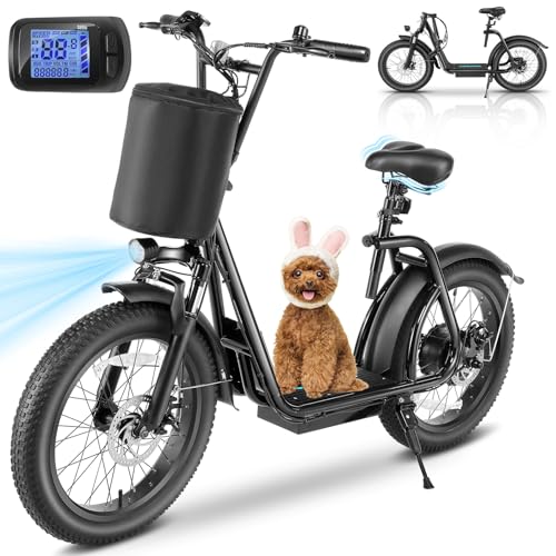 Caroma Peak 800w Electric Scooter Adults 20X3 Fat Tire, 20 MPH Top Speed & 30 Miles Range, Off-Road E Scooter w/Adjustable Seat & Detachable Basket, Foldable Ebike w/Shock Absorption for Commuting - Image 7