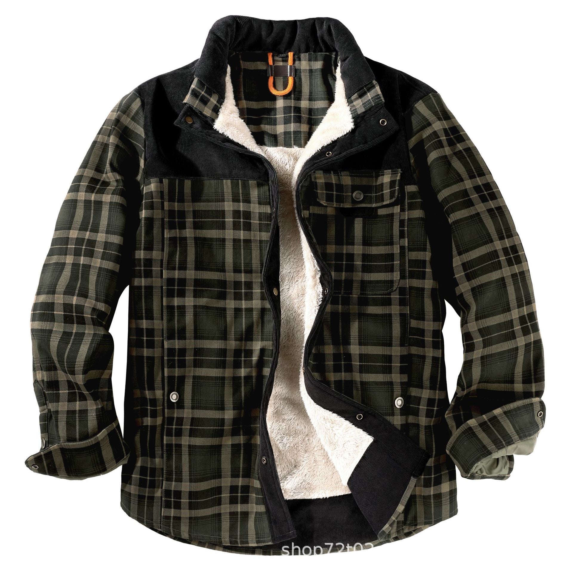 Men’s Winter Plaid Sherpa Lined Jacket - Image 4