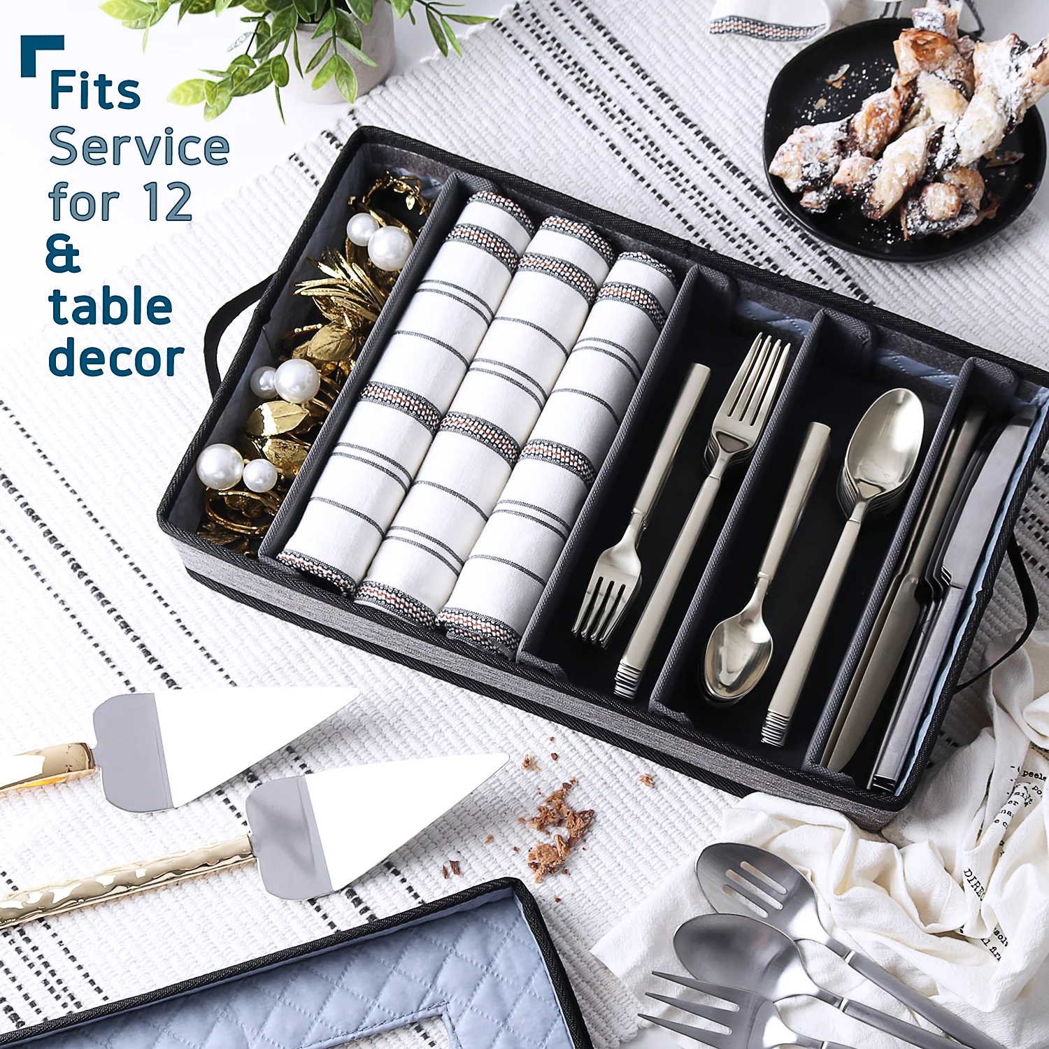 StorageBud Dinnerware Storage Container Set for Plate, Cup, Flatware, Stemware, & Platter Sets- Gray ( 8pc) - Image 3