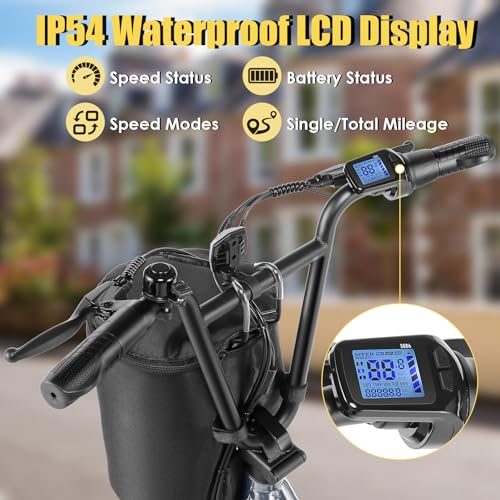 Caroma Peak 800w Electric Scooter Adults 20X3 Fat Tire, 20 MPH Top Speed & 30 Miles Range, Off-Road E Scooter w/Adjustable Seat & Detachable Basket, Foldable Ebike w/Shock Absorption for Commuting - Image 4