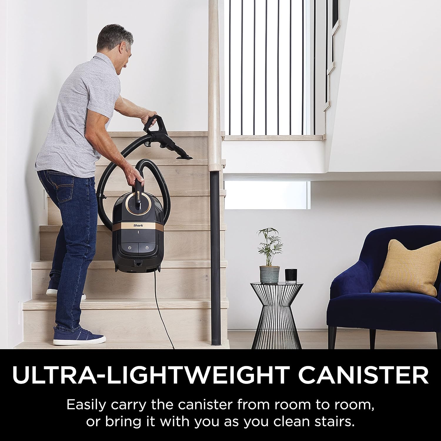 Shark CZ2001 Canister Vacuum Vertex Bagless Corded with Self-Cleaning Brushroll & DuoClean PowerFins, Black/Copper, Placeholder - Image 7