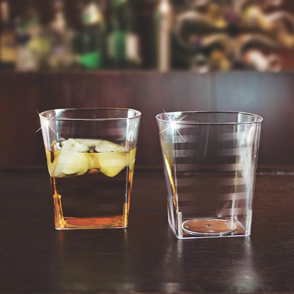 EMI Yoshi EMI-ST9 9 Oz Clear Plastic Rocks Square Clear Plastic Tumbler – Pack of 168 - Image 2