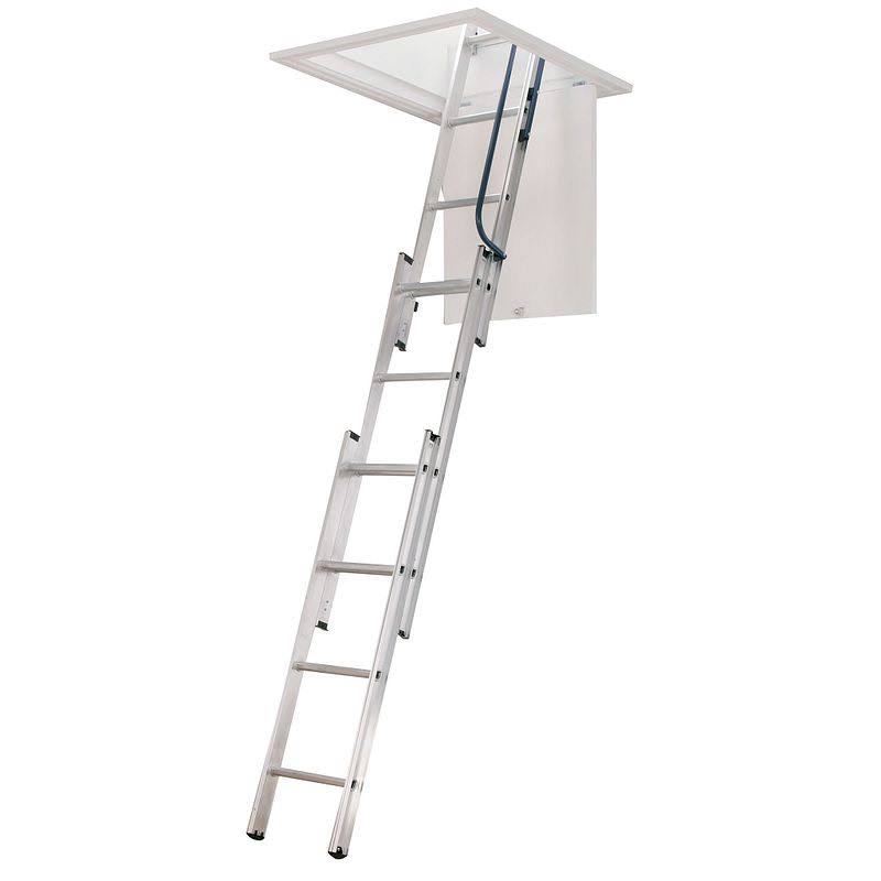 Werner AA1510 18 in W x 24 in L x 7 ft to 9 ft 10 in H Compact Attic Ladder