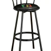 The Furniture King Bar Stool 29 Tall Black Metal Finish with a Music Themed Decal (Bob Marley – Black)