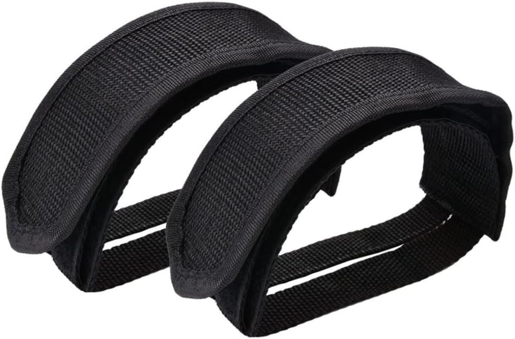 Bike Pedals with Straps, 2Pcs Pedal Straps Cycling Kids Bike Foot Pedal Straps Toe Clips Straps Tape for Fixed Gear Bike Black