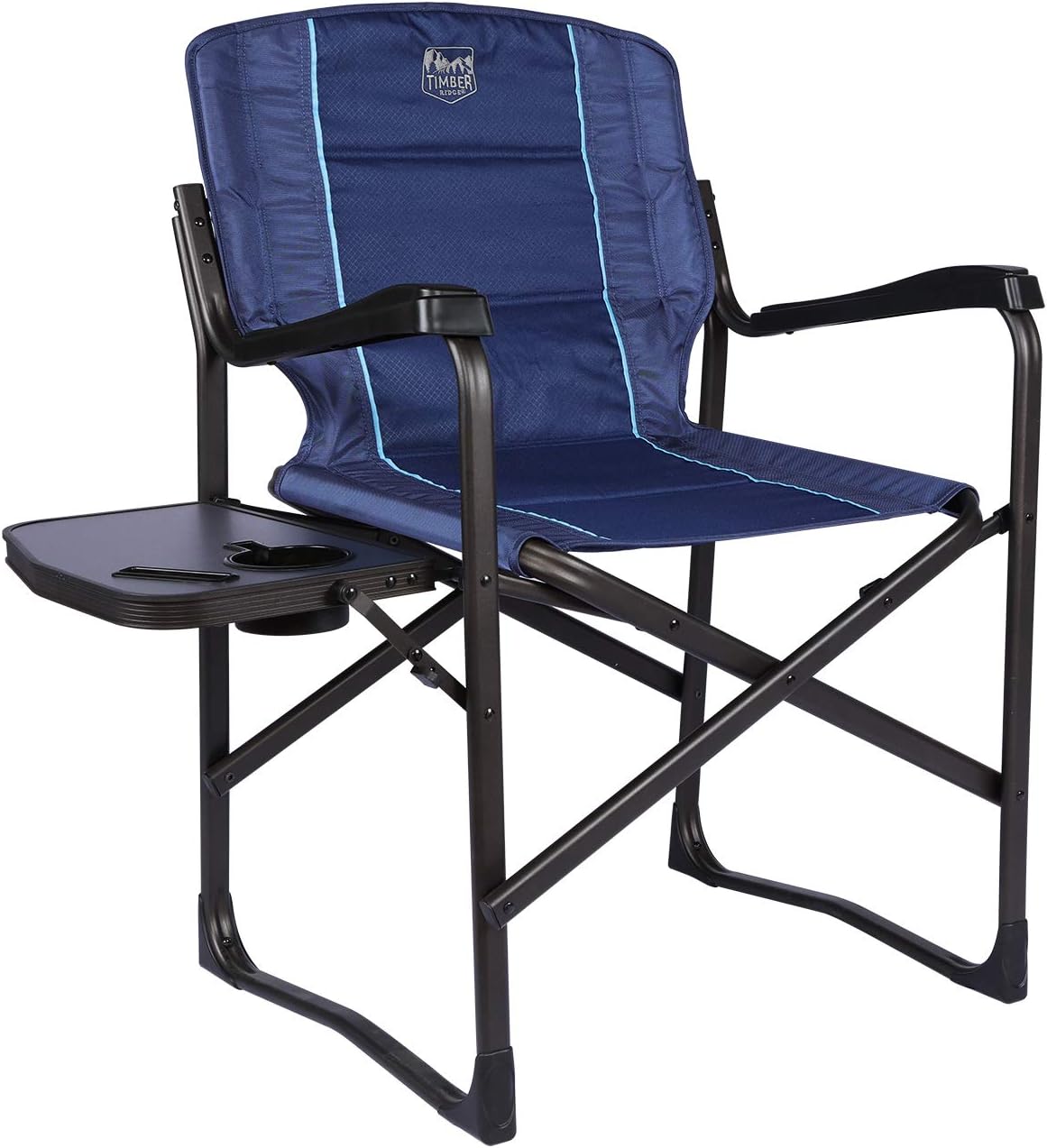 TIMBER RIDGE Lightweight Directors Chair with Side Table, Portable Camping Chair with Swivel Back for Camping and Outdoors, Heavy Duty Supports 350 lb