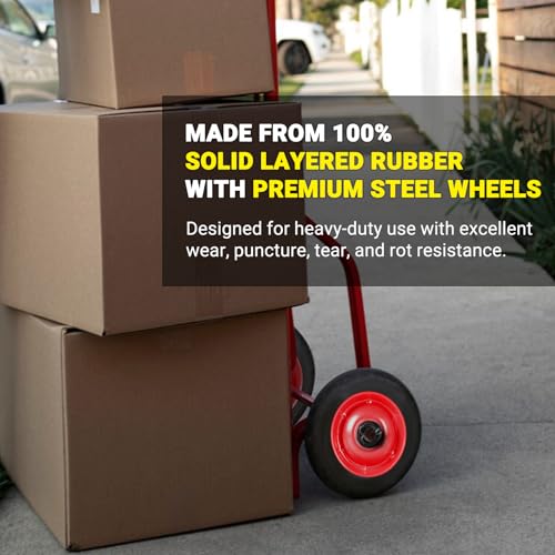(2-Pack) AR-PRO 6?? x 1.5?? Flat Free Solid Rubber Wheel Assemblies – Replacement Hand Truck Wheels with Ball Bearings and 5/8?? Bore Hole Diameter – Heavy-Duty Solid Rubber Wheels 132 lbs Load Capacity - Image 5
