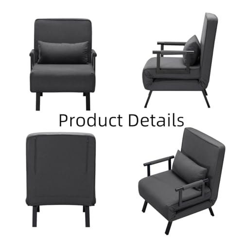 3 in 1 Sleeper Sofa Bed, Futon Sofa Bed for Living Room with Side Pocket, Black Sleepers Sofa Couch with Pullout Bed, Convertible Love Seat Sleepers Bed for Living Room, Bedroom, Small Space - Image 22